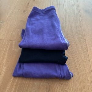 Purple and dark blue Kids Leggings, merino wool, base layer.